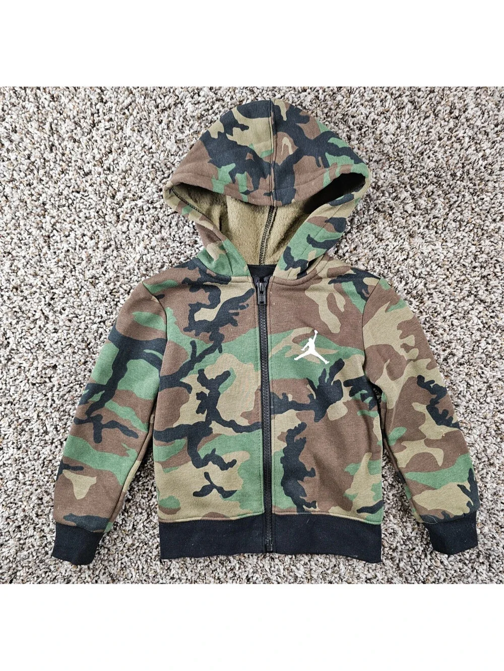 Air Jordan Toddler Boys Sz 2T Zip Up Athletic Hoodie Green Camo Print